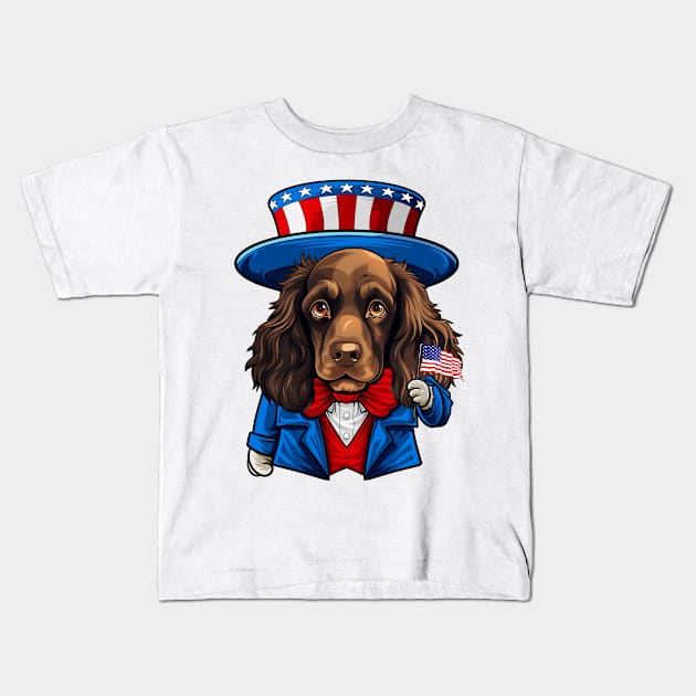 Funny 4th of July Boykin Spaniel Dog Kids T-Shirt by whyitsme